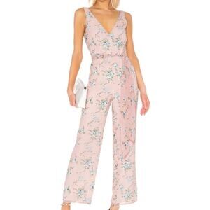 New LPA Alina Light Pink Floral‎ Wide Leg Belted Jumpsuit